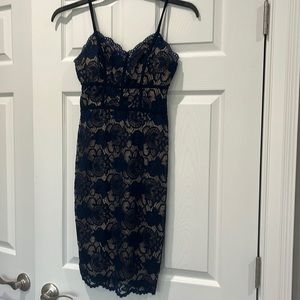 Blue lace knee length dress